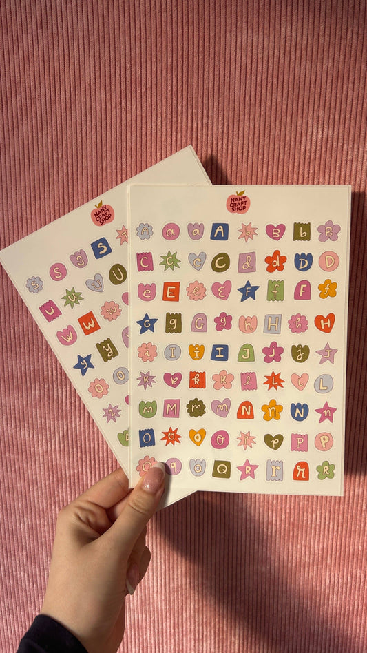 Multicolored Alphabet Sticker Sheet