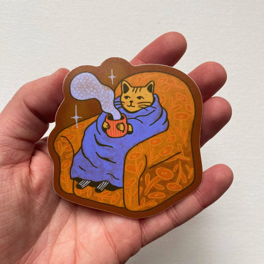 Cozy Armchair Cat Sticker