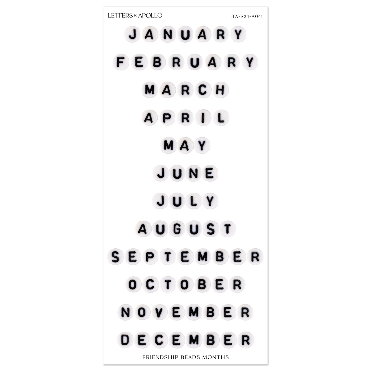 Friendship Bead Months