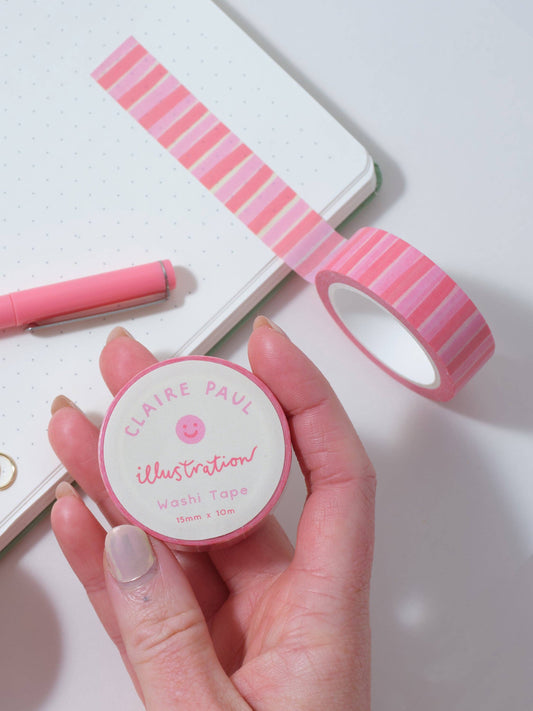 Pink and Red Stripes Washi Tape