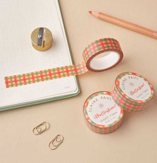 Green and Red Check Washi Tape
