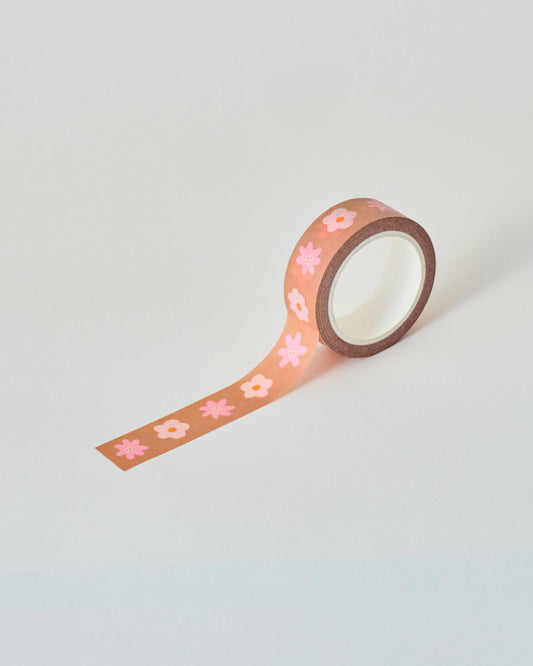 Brown and Pink Floral Washi Tape