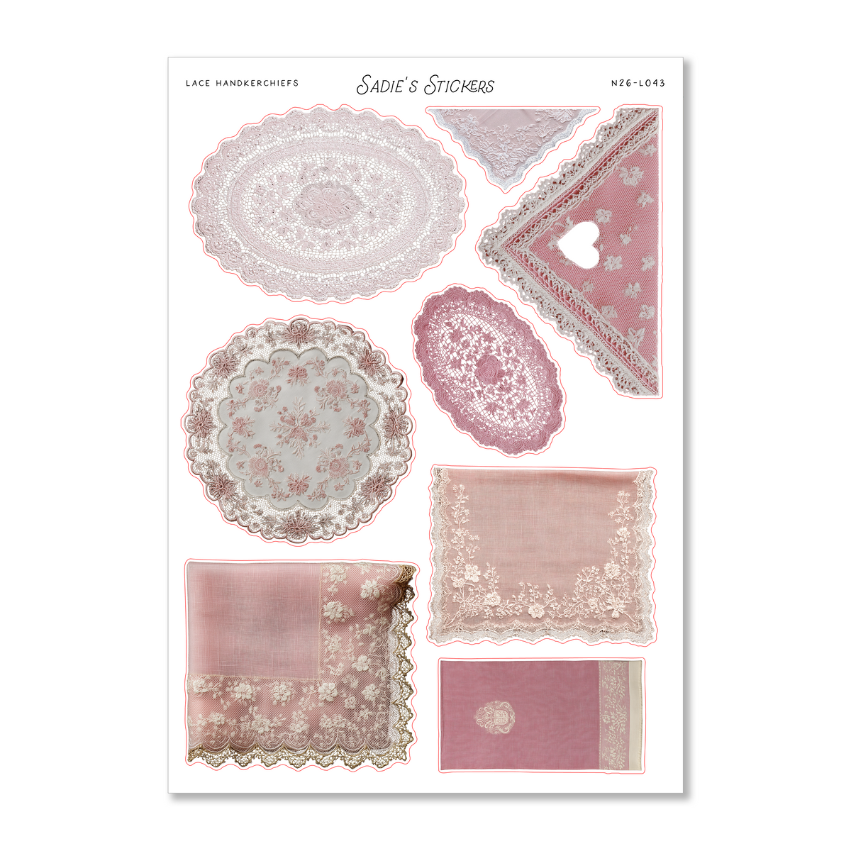 Lace Handkerchiefs • Scraps & Snippings Sticker Sheet