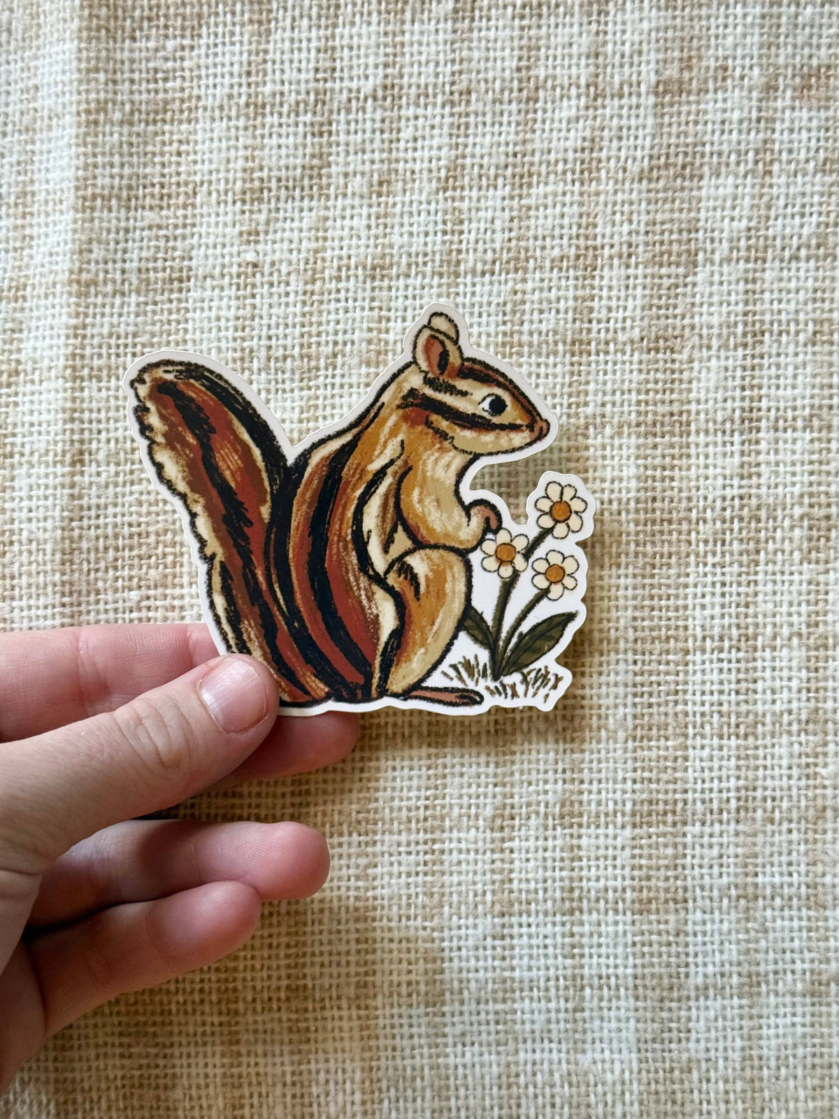 Spring Chipmunk Vinyl Sticker