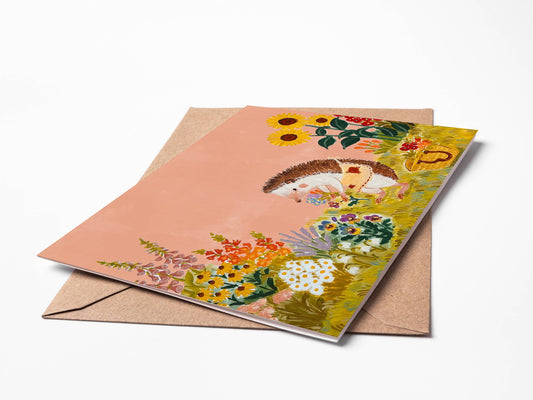 Hedgehog Gardener Greeting Card