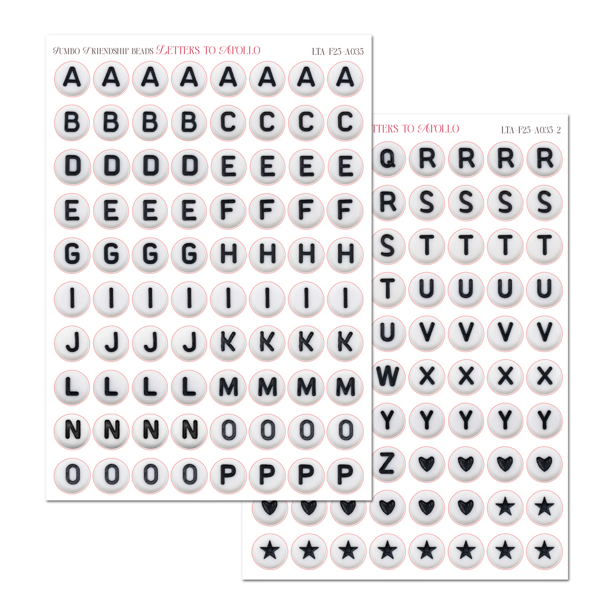 Jumbo Friendship Bead Letters Sticker Sheet