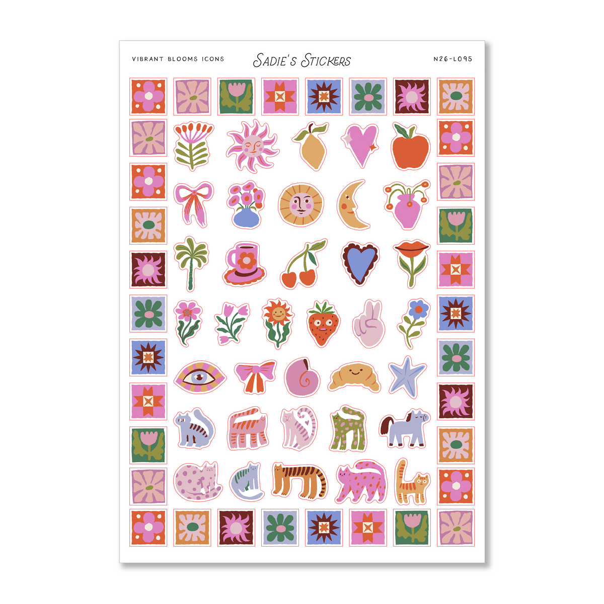 Vibrant Blooms Icons • Doodles & Drawings Sticker Sheet