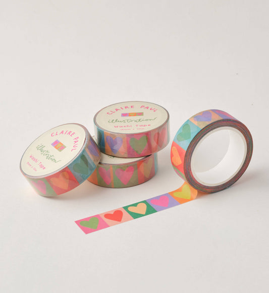 Rainbow Love Hearts Washi Tape
