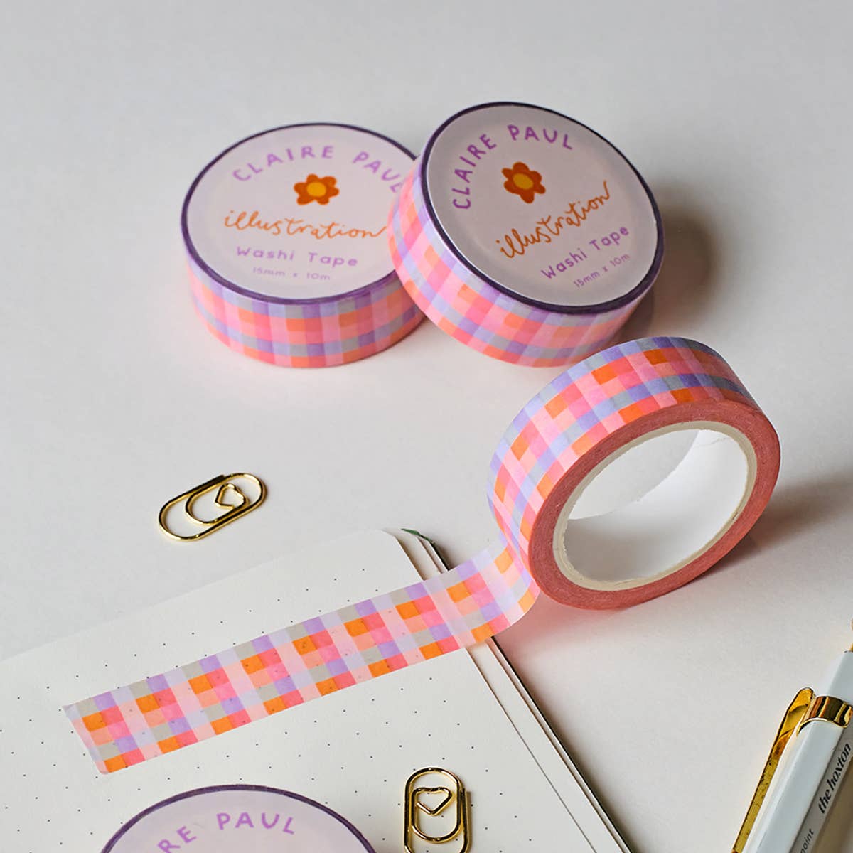 Colourful Pink Gingham Washi Tape