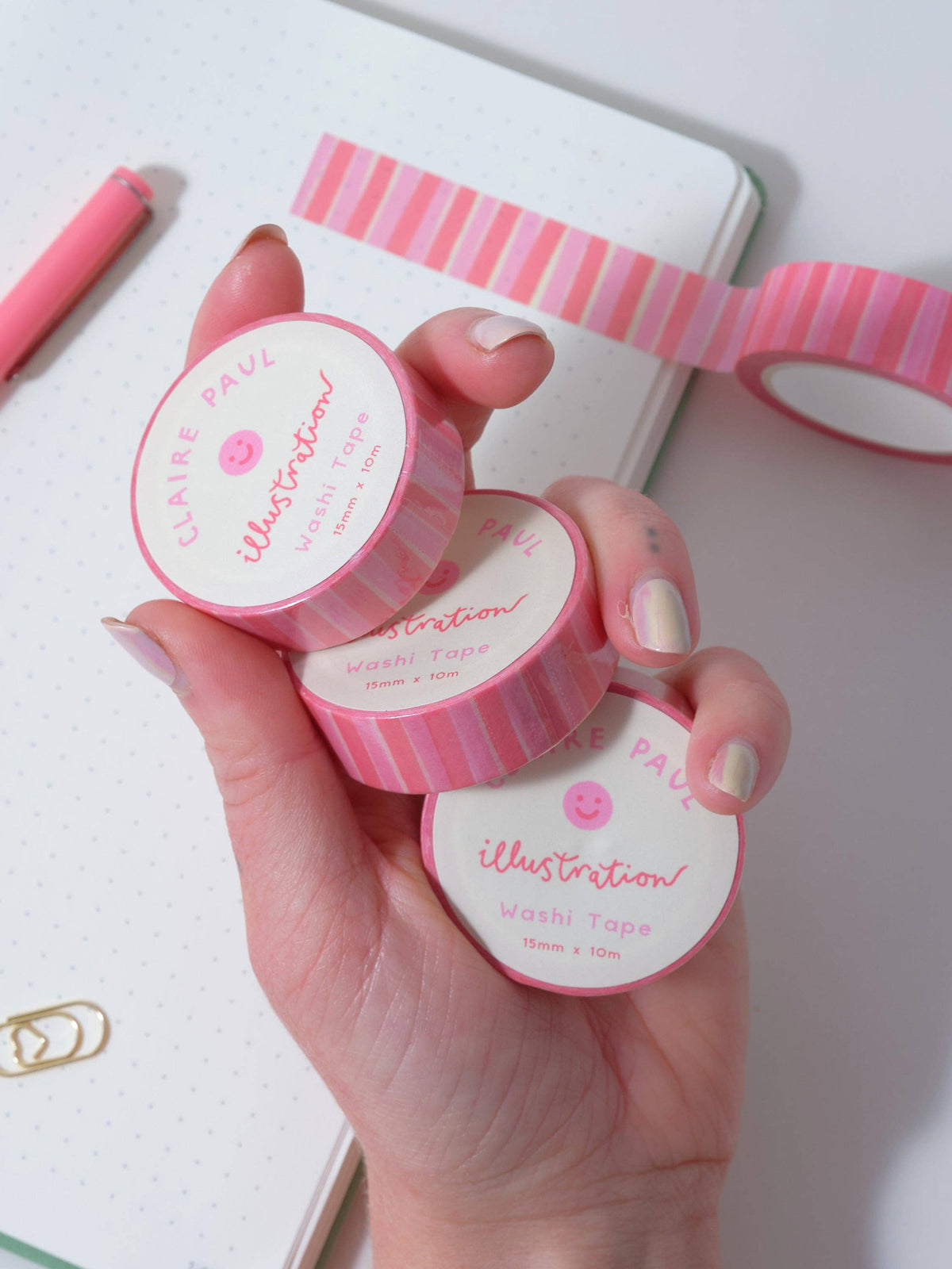 Pink and Red Stripes Washi Tape