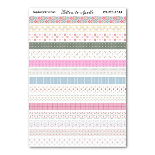 Embroidery Washi Strips Sticker Sheet