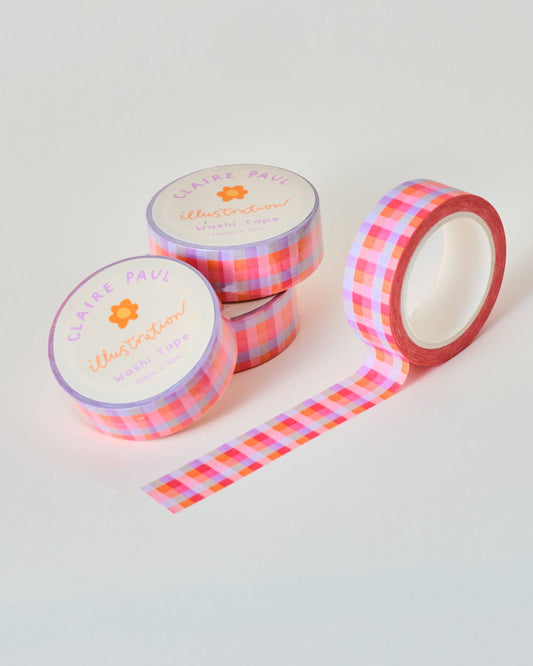 Colourful Pink Gingham Washi Tape