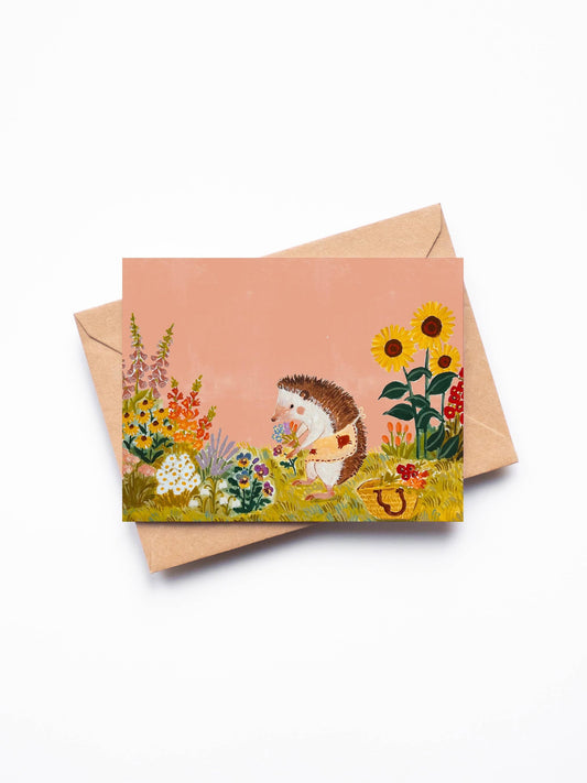 Hedgehog Gardener Greeting Card