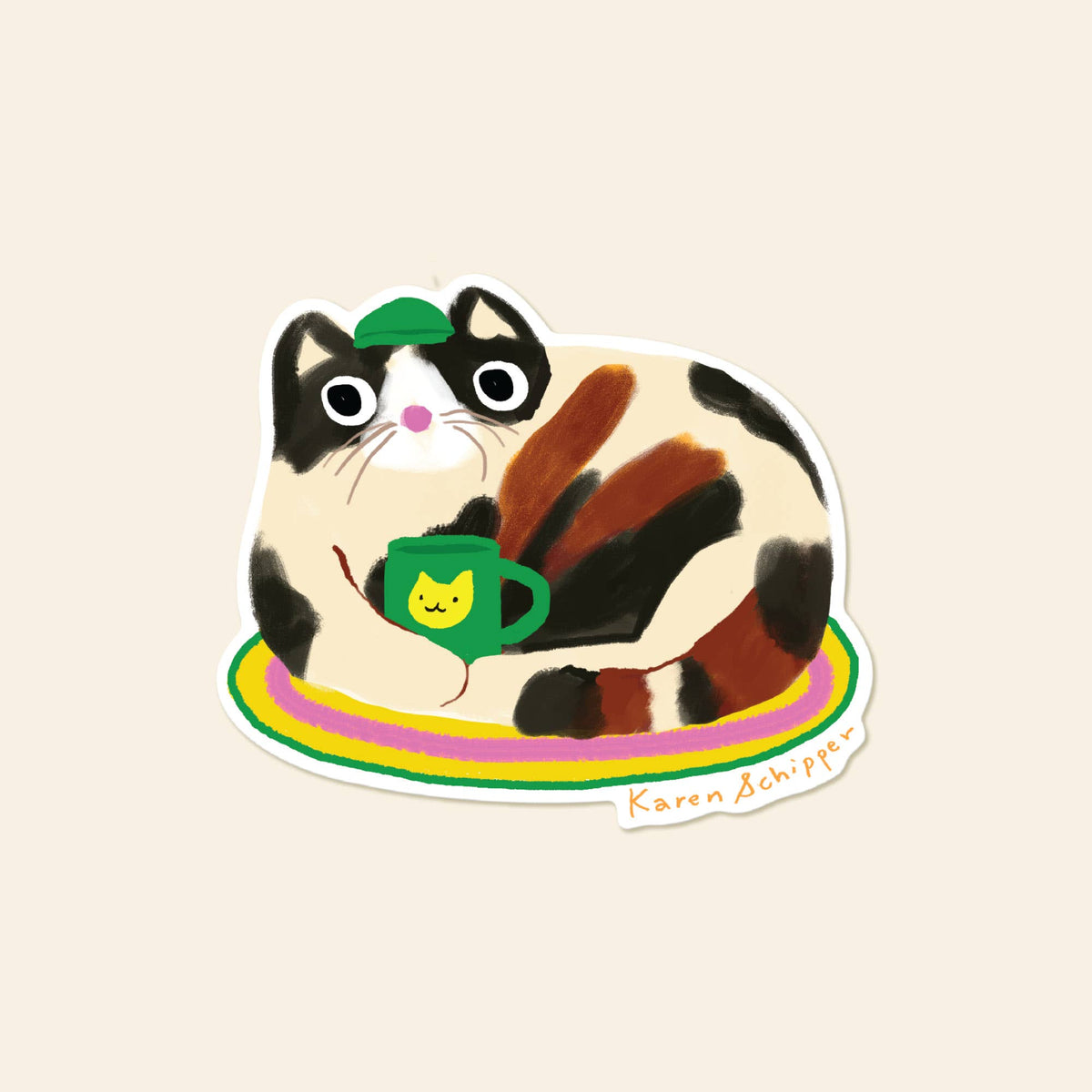 Coffee Cat Vinyl Sticker