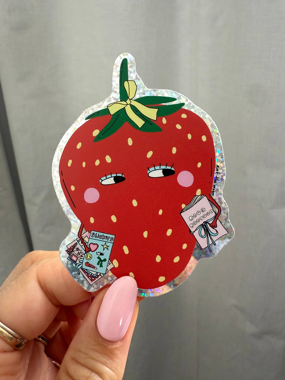 Strawberry Glitter Vinyl Sticker