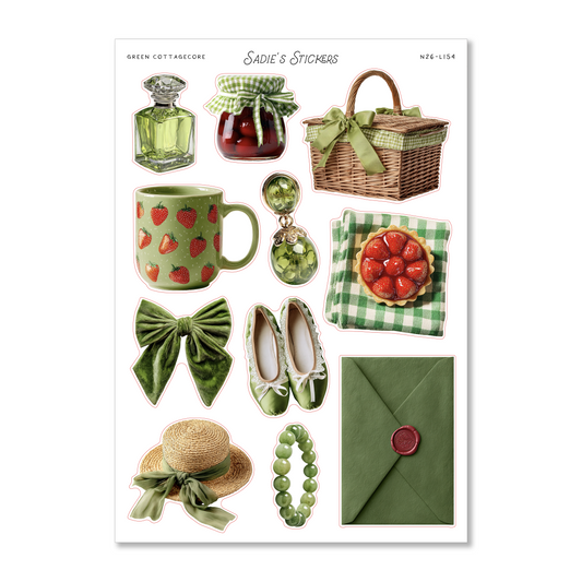 Green Cottagecore • Trinkets & Tidbits Sticker Sheet