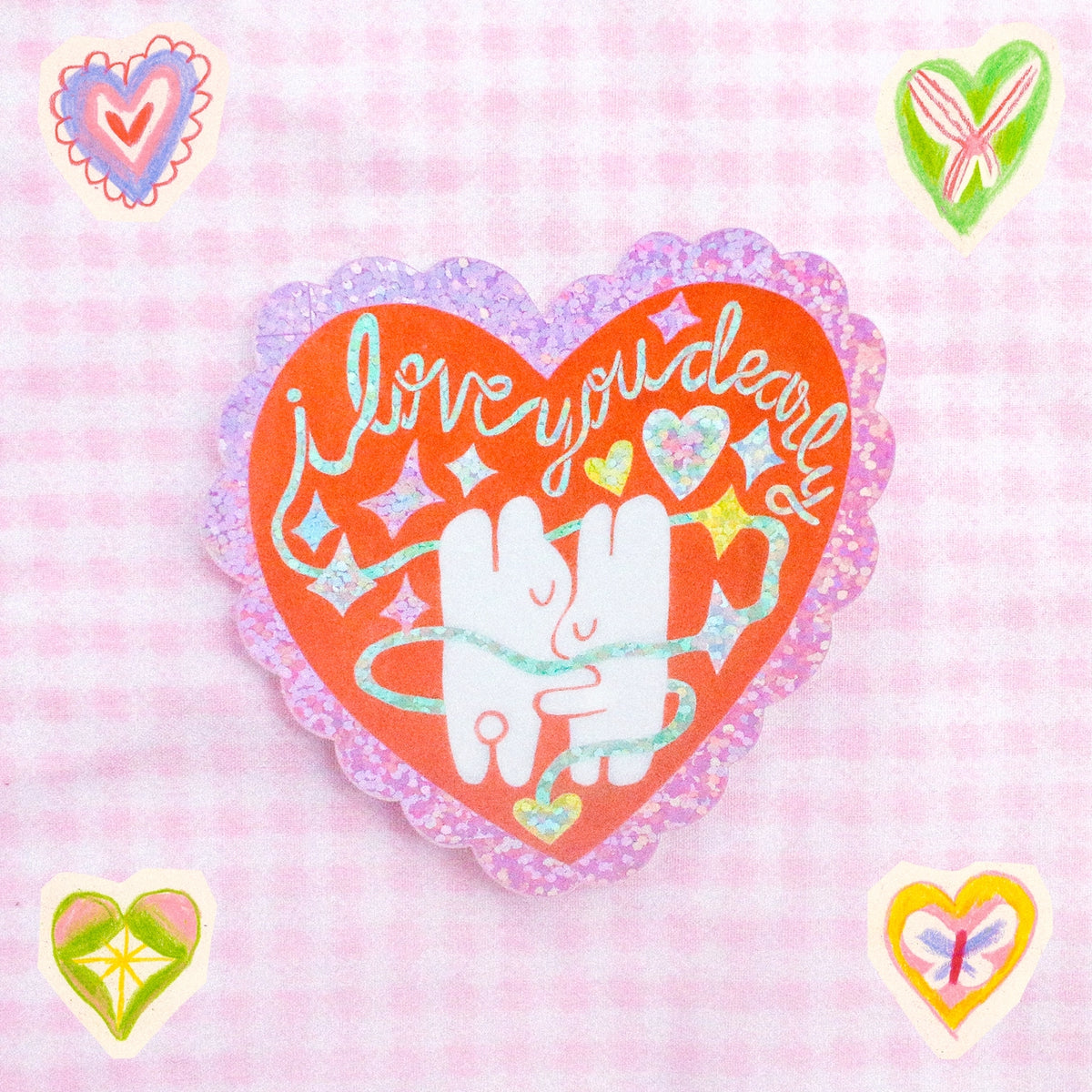 I Love You Dearly Glitter Sticker