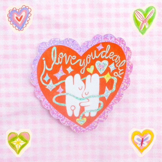 I Love You Dearly Glitter Sticker