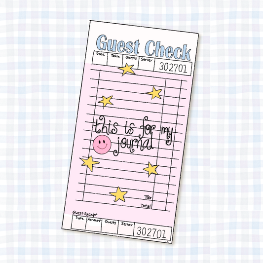 For my Journal Guest Check Vinyl Sticker