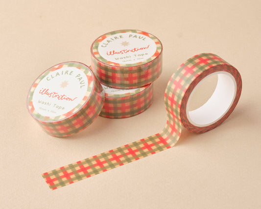 Green and Red Check Washi Tape