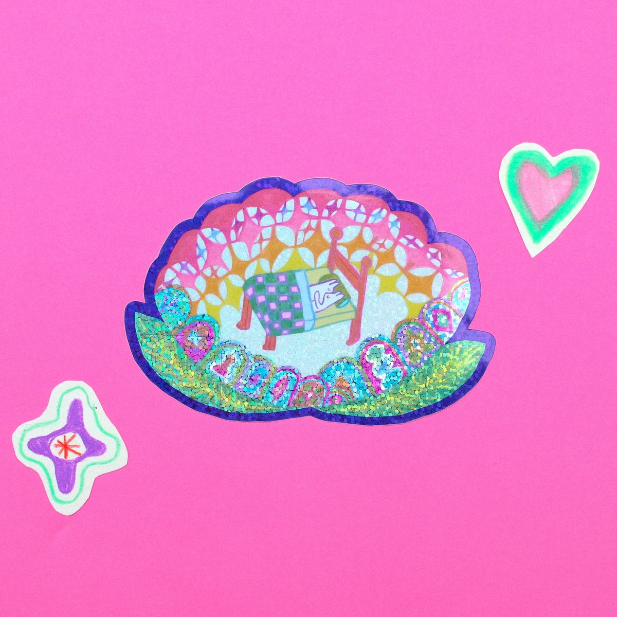Flower Bed Glitter Sticker