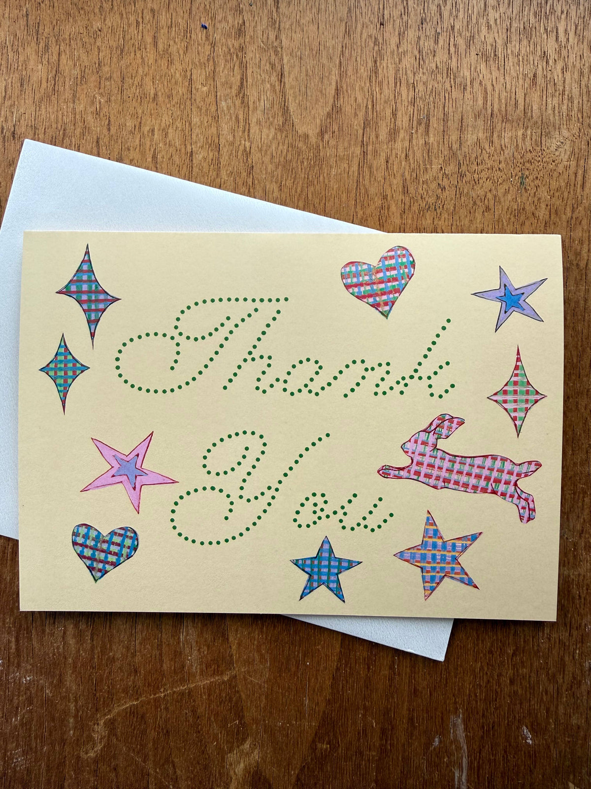 Plaid Bunny Thank You Card
