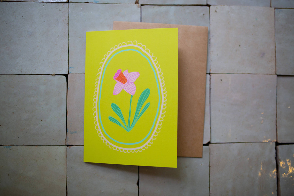 Pink Daffodil Greeting Card