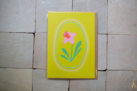 Pink Daffodil Greeting Card