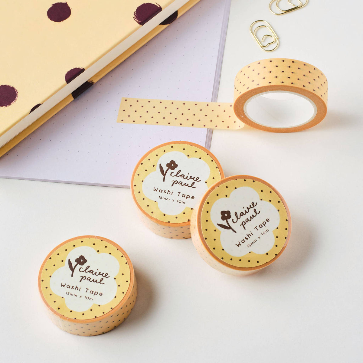 Yellow & Brown Polka Dots Washi Tape