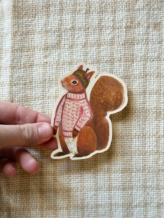 Sweater Squirrel Vinyl Sticker