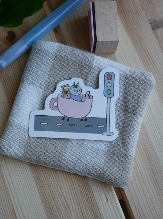 Teacup Mail Delivery Vinyl Sticker