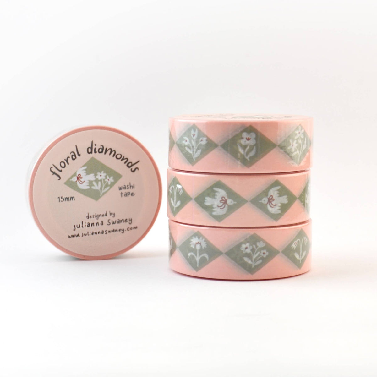 Floral Diamonds Green Washi Tape