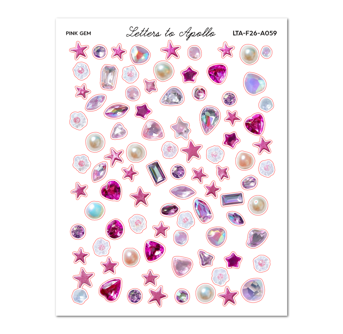 Pink Gems Mini Sticker Sheet
