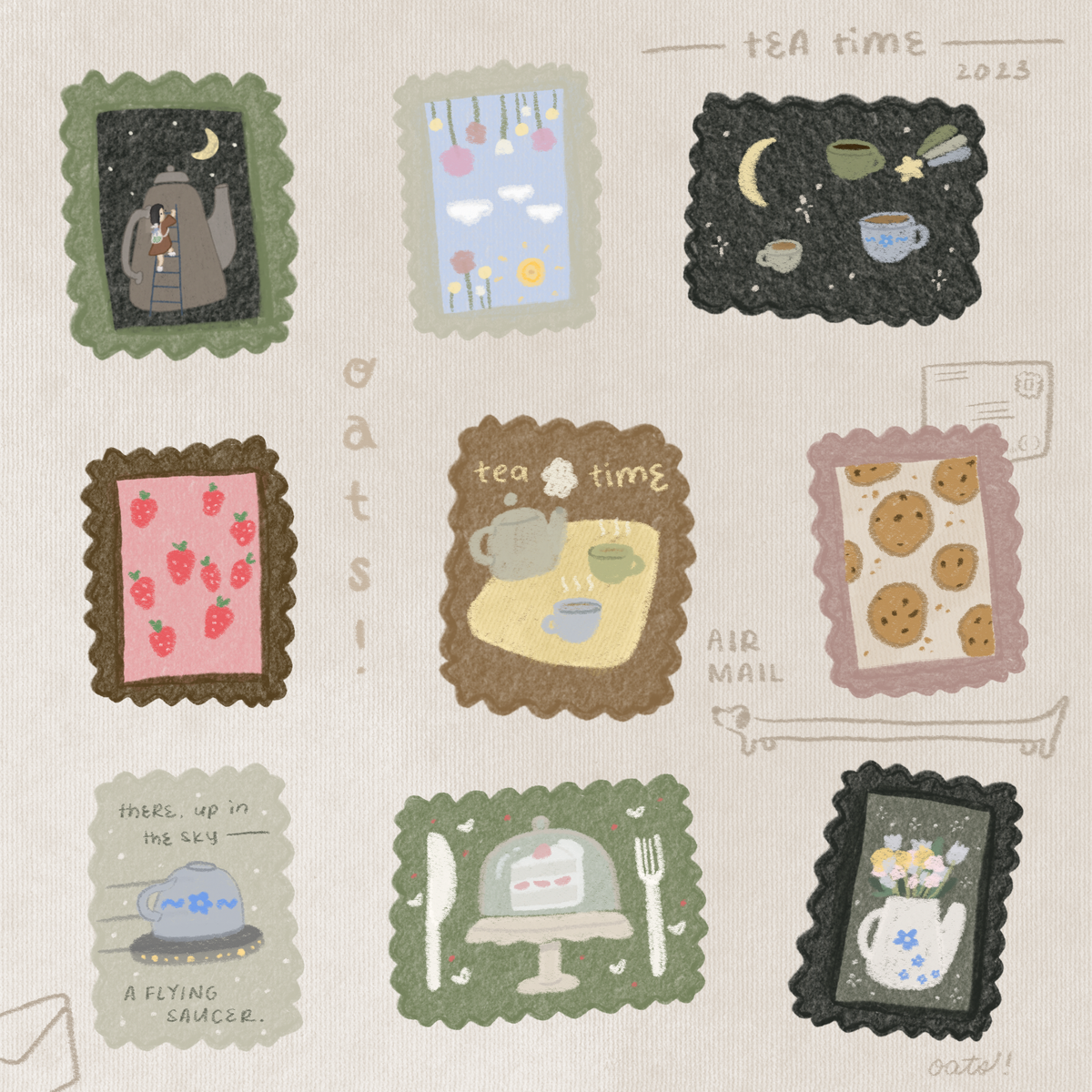 Tea in the Sky Kiss-Cut Sticker Roll