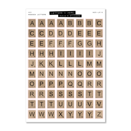 Wooden Tile Letters • Letters & More Deco Sticker Sheet