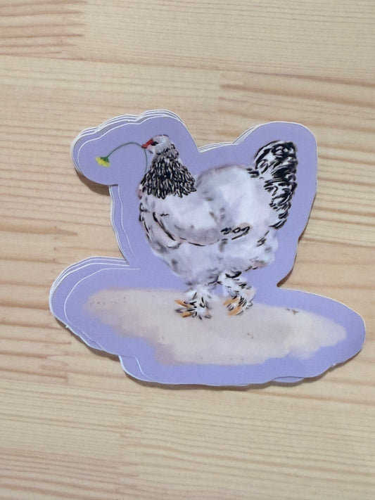 Chicken with a Flower Sticker