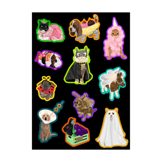 Pets in Costumes Sticker Sheet