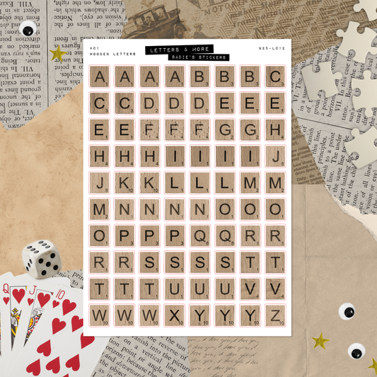 Wooden Tile Letters • Letters & More Deco Sticker Sheet