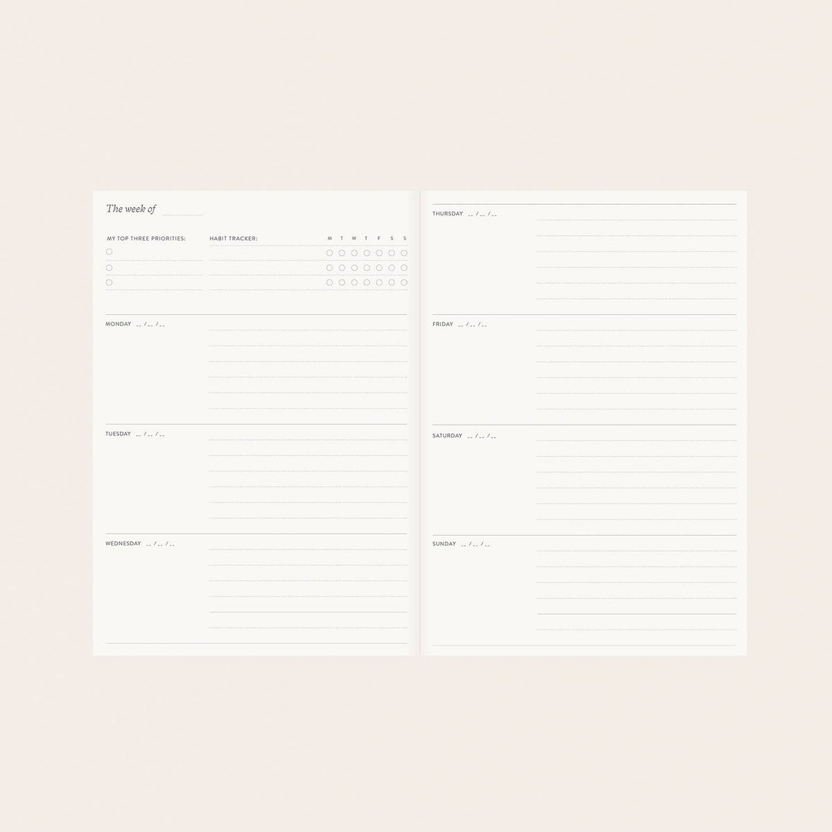 Reverie Linen Undated Planner