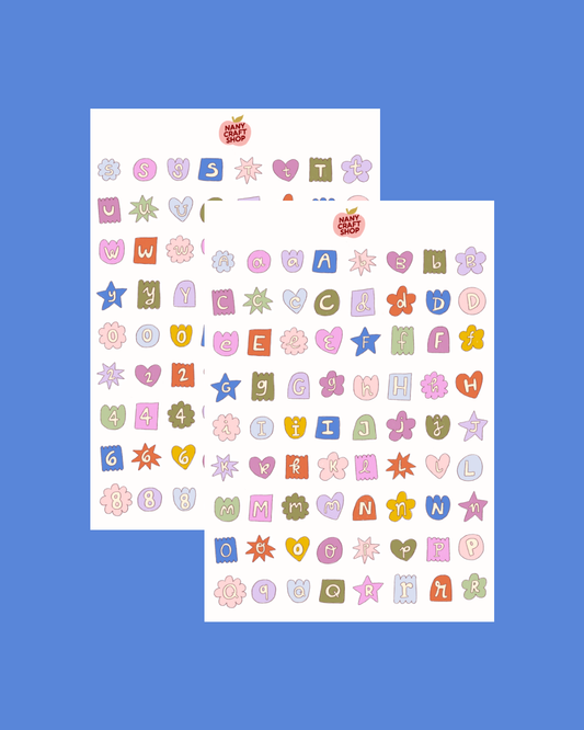 Multicolored Alphabet Sticker Sheet