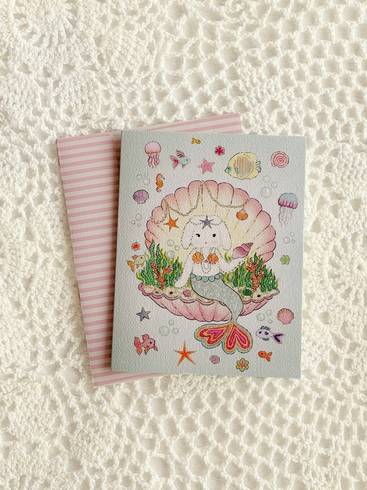 Bunny Mermaid Greeting Card
