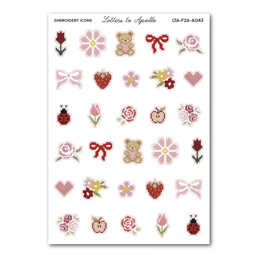 Embroidery Icons Sticker Sheet