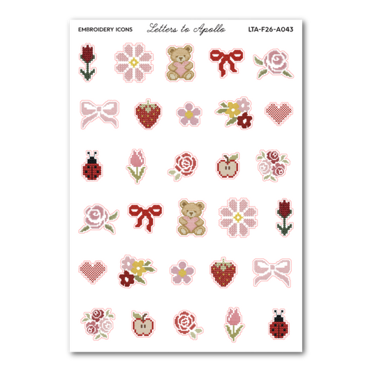 Embroidery Icons Sticker Sheet