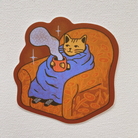 Cozy Armchair Cat Sticker