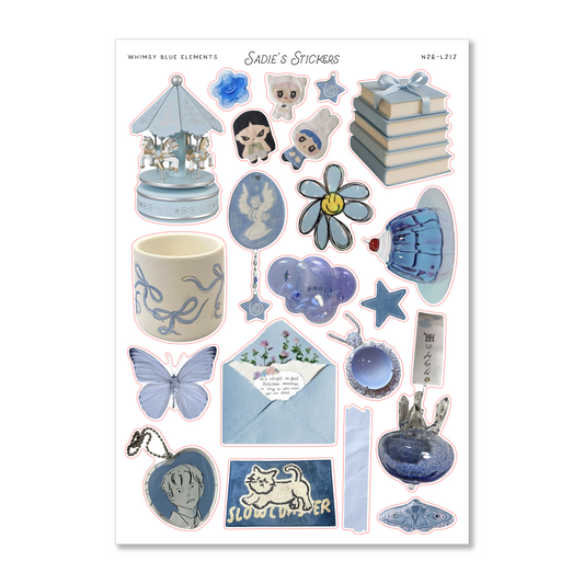 Whimsy Blue Elements • Trinkets & Tidbits Sticker Sheet