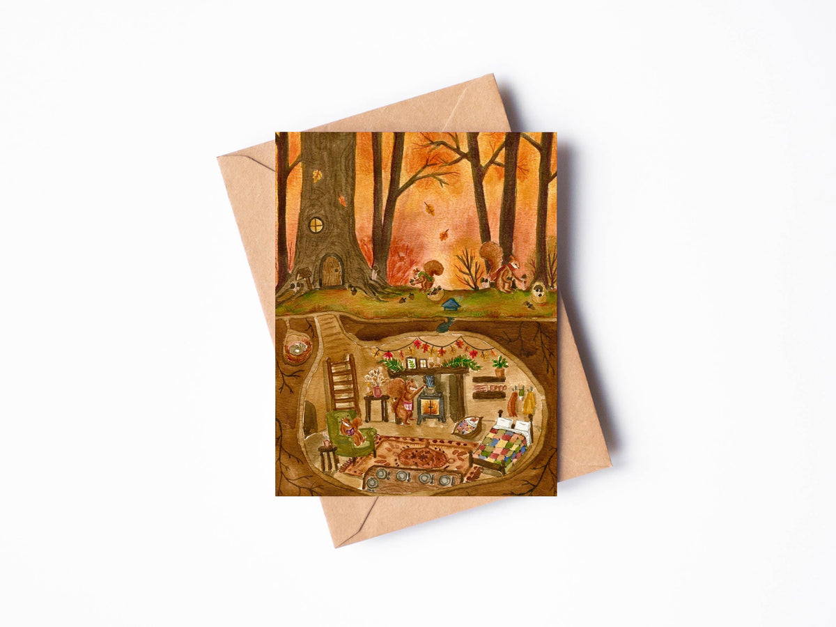 Autumn at Squirrel Hollow Greeting Card