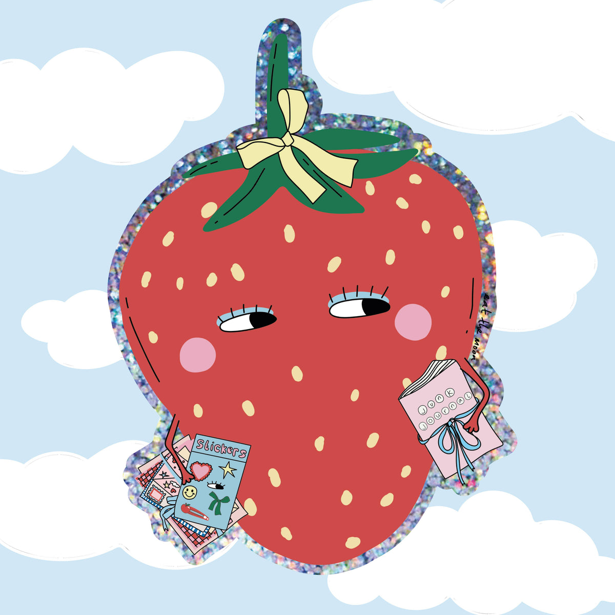 Strawberry Glitter Vinyl Sticker
