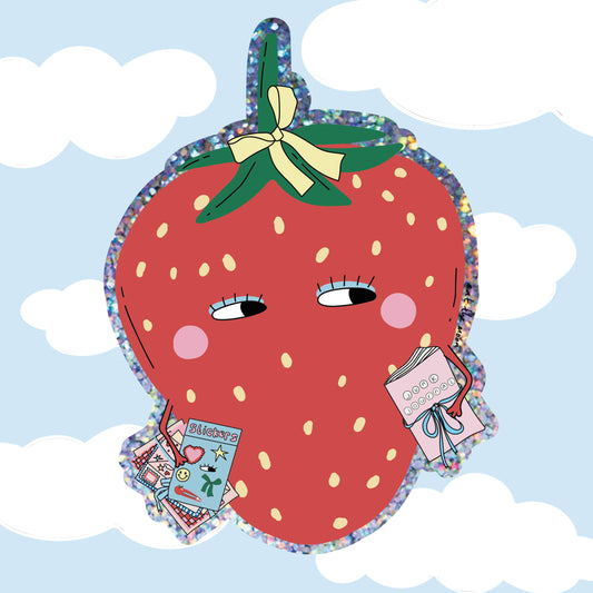 Strawberry Glitter Vinyl Sticker