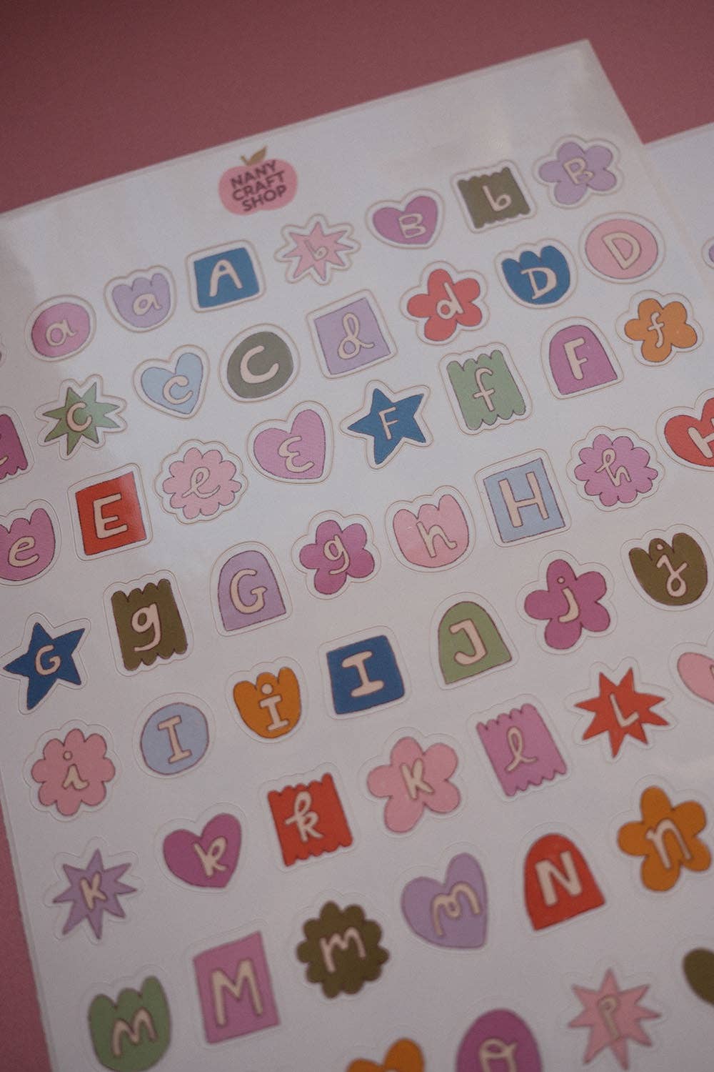 Multicolored Alphabet Sticker Sheet