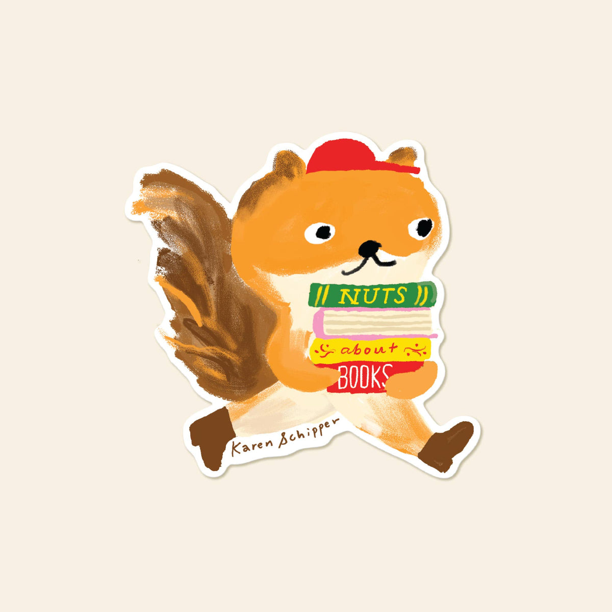 Nuts About Books Squirrel Sticker